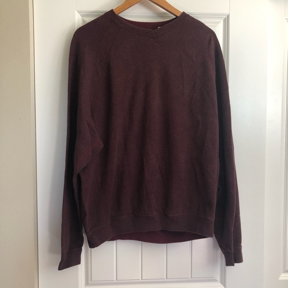 Tommy Bahama Cotton Maroon Wine Red Pullover V Neck Sweater Mens Size Large